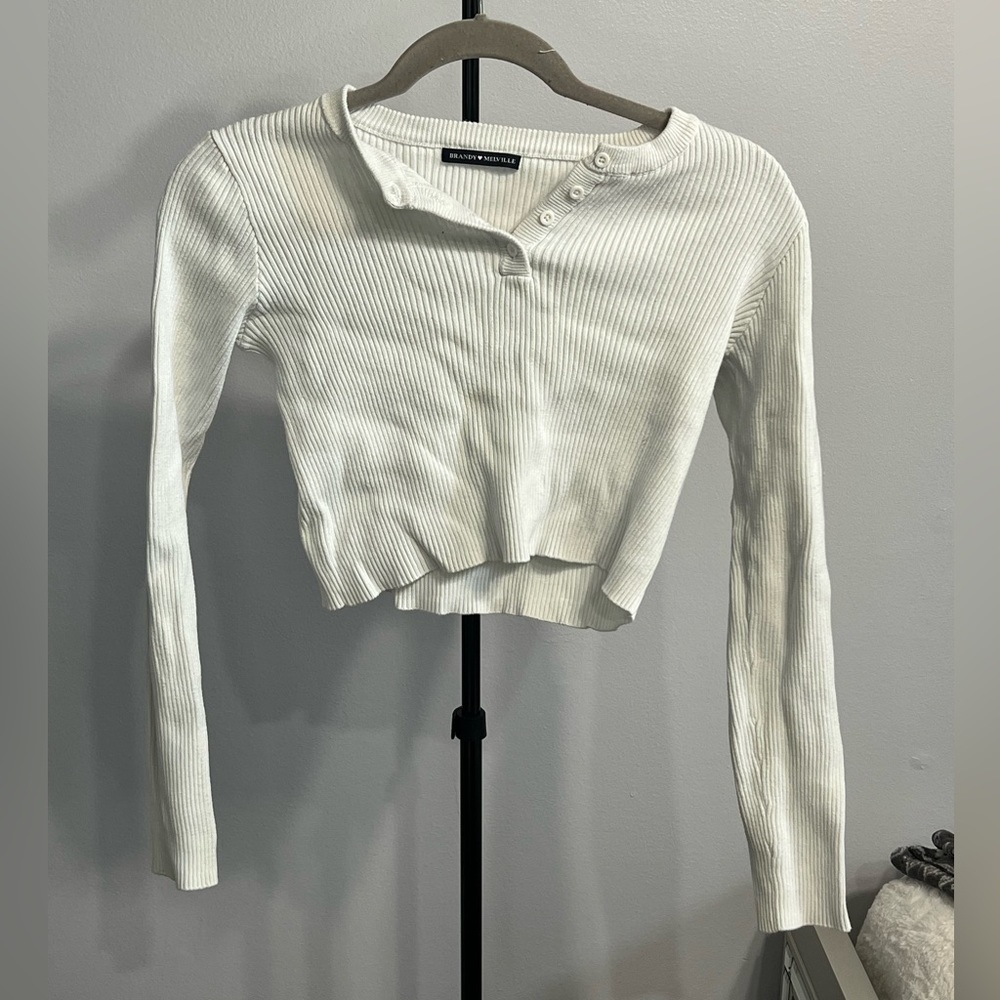 Brandy Melville White Long Sleeve Top